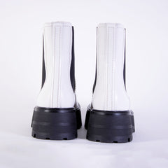 Alexander McQueen White and Black Leather Chelsea Boots