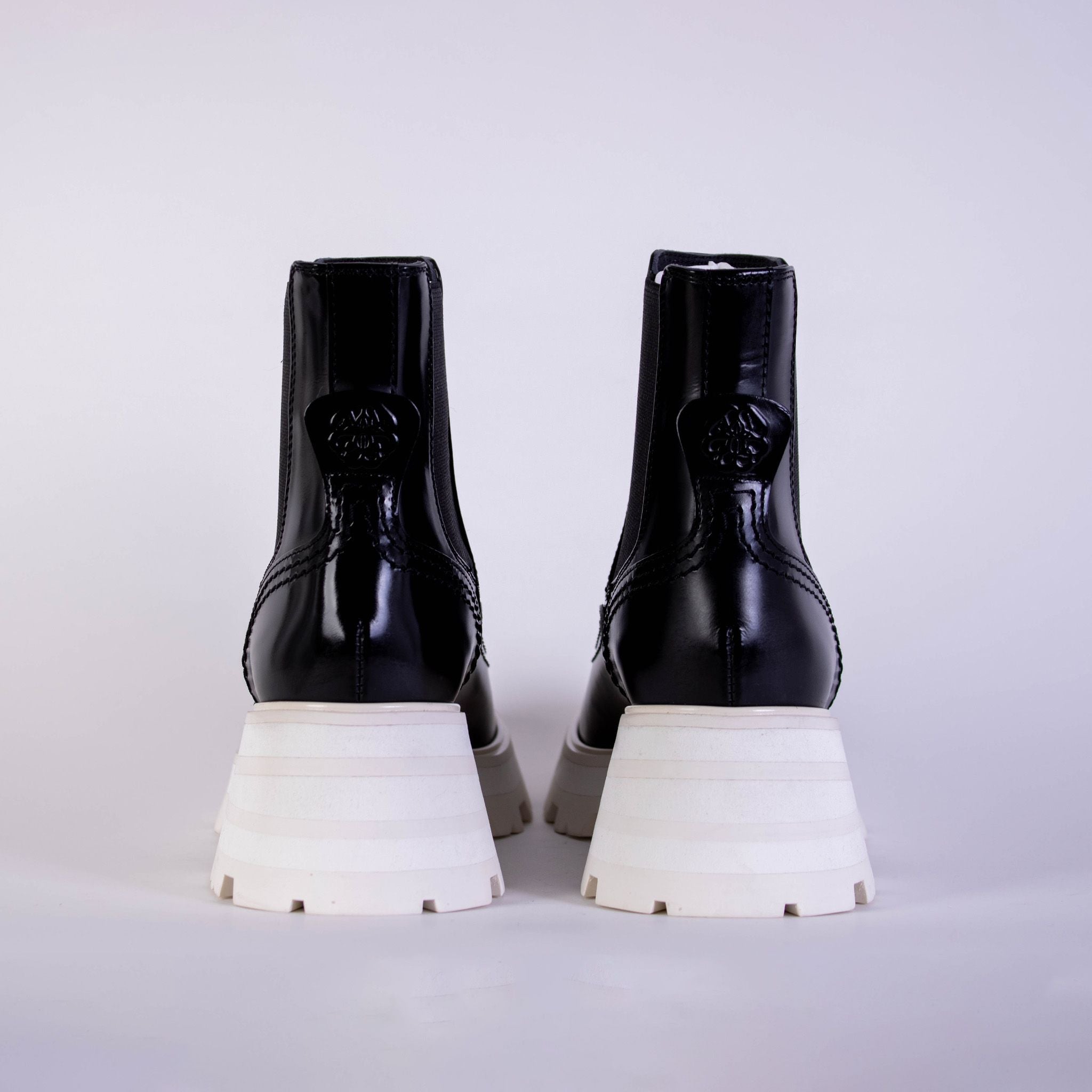 Alexander McQueen Black Leather White Sole Chelsea Boots