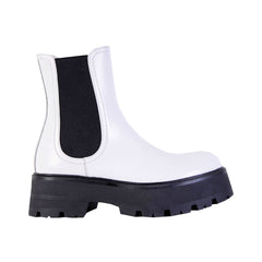 Alexander McQueen White and Black Leather Chelsea Boots