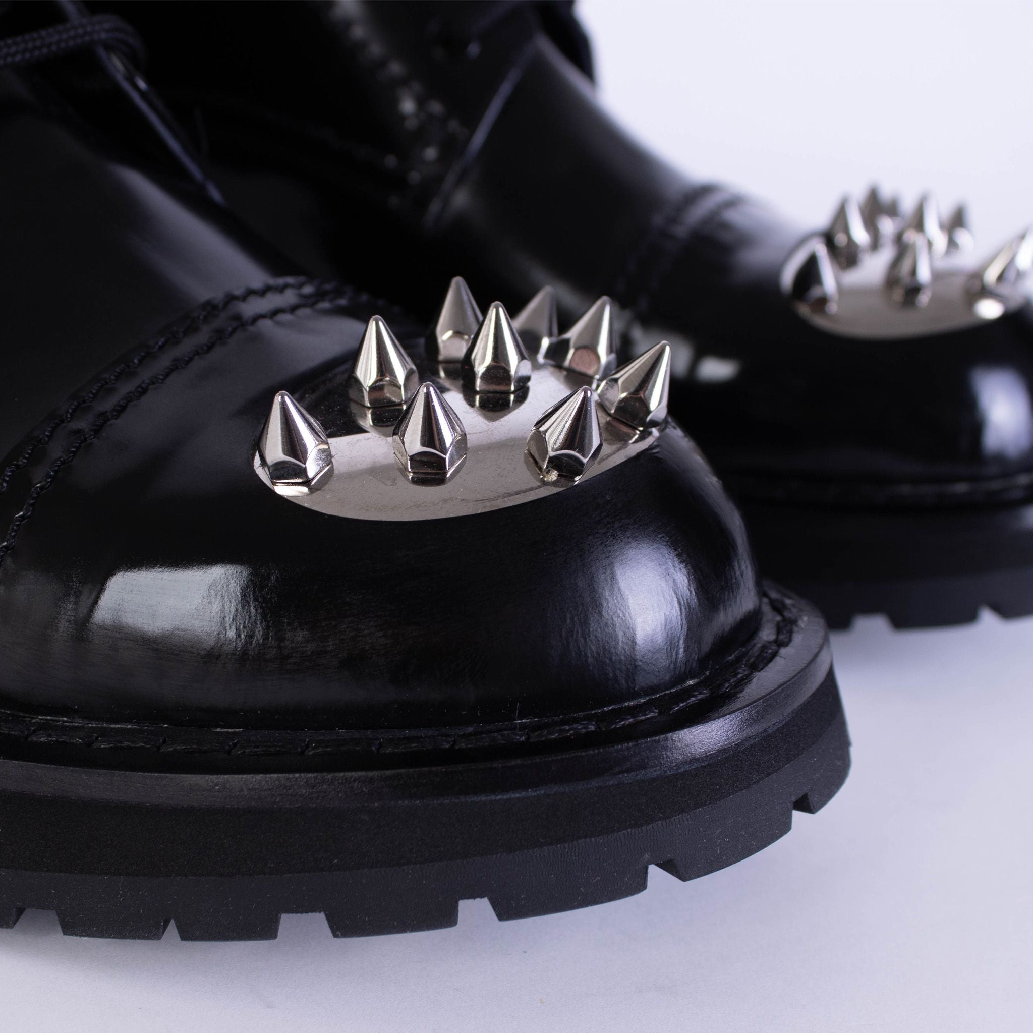 Alexander McQueen Black Leather Studded Combat Boots