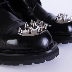 Alexander McQueen Black Leather Studded Combat Boots