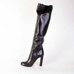 Prada Black Leather Heel Boots