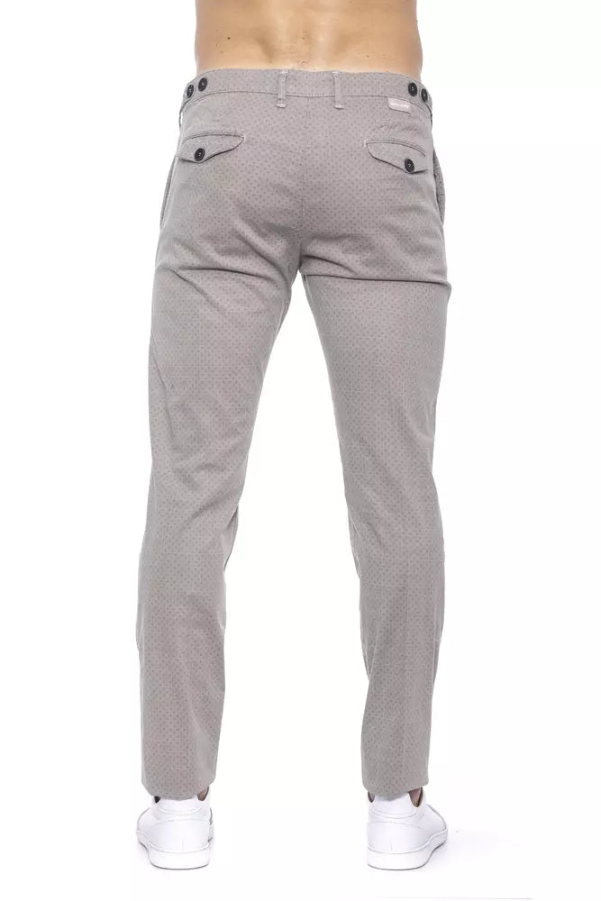 Armata Di Mare Beige Cotton Trousers with Chic Micro-Pattern