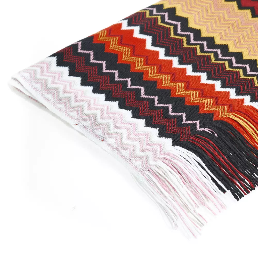 Missoni Geometric Pattern Fringe Scarf in Vibrant Hues