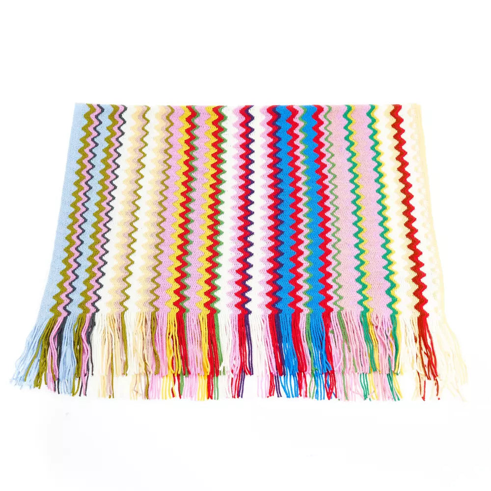 Missoni Geometric Pattern Fringed Scarf in Vibrant Hues