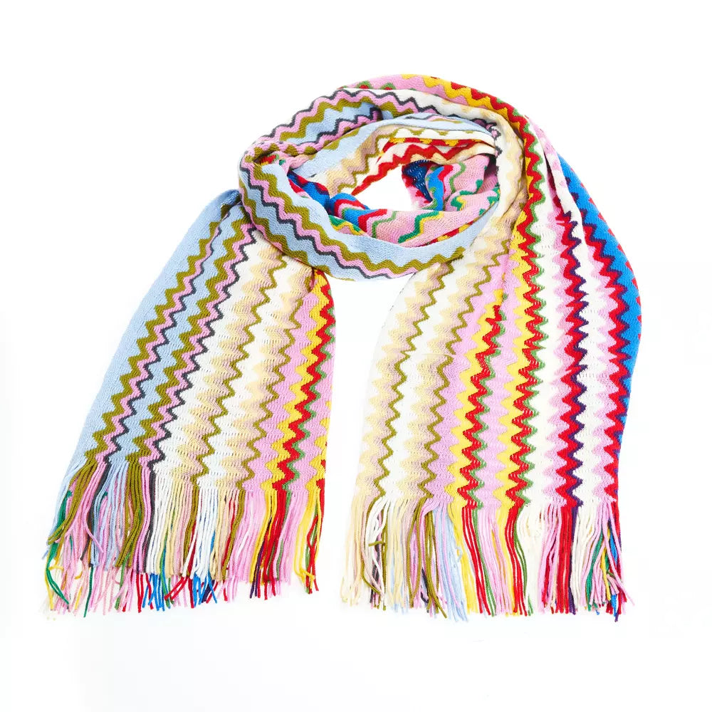 Missoni Geometric Pattern Fringed Scarf in Vibrant Hues