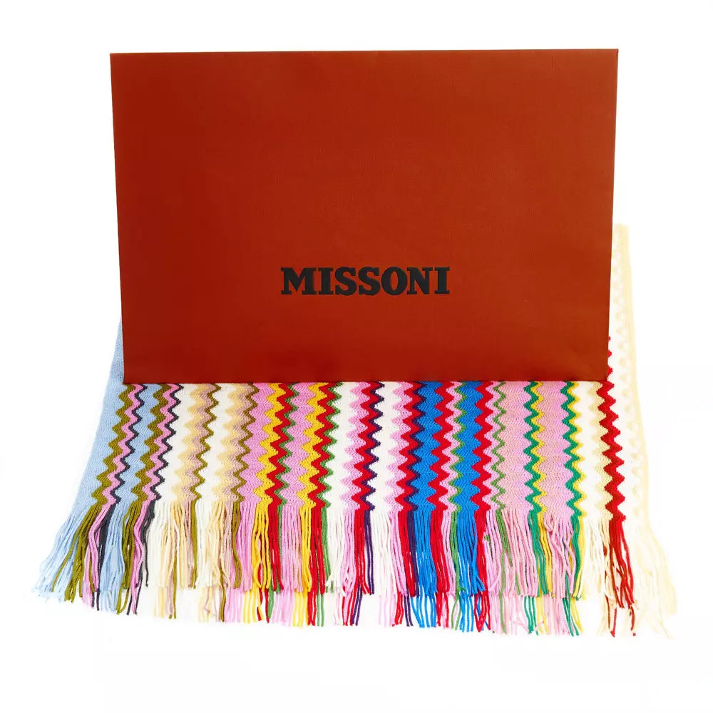 Missoni Geometric Pattern Fringed Scarf in Vibrant Hues