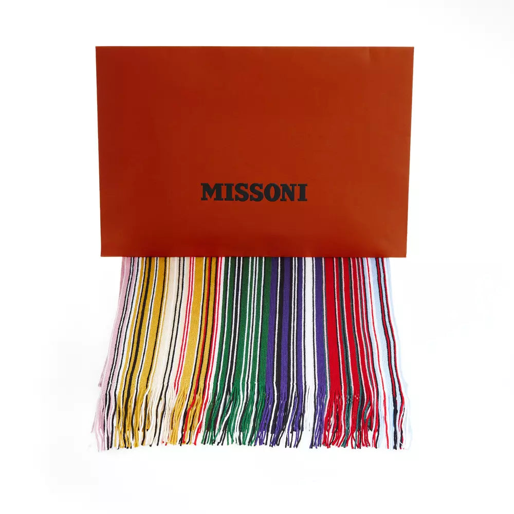 Missoni Geometric Pattern Fringe Scarf in Bright Hues