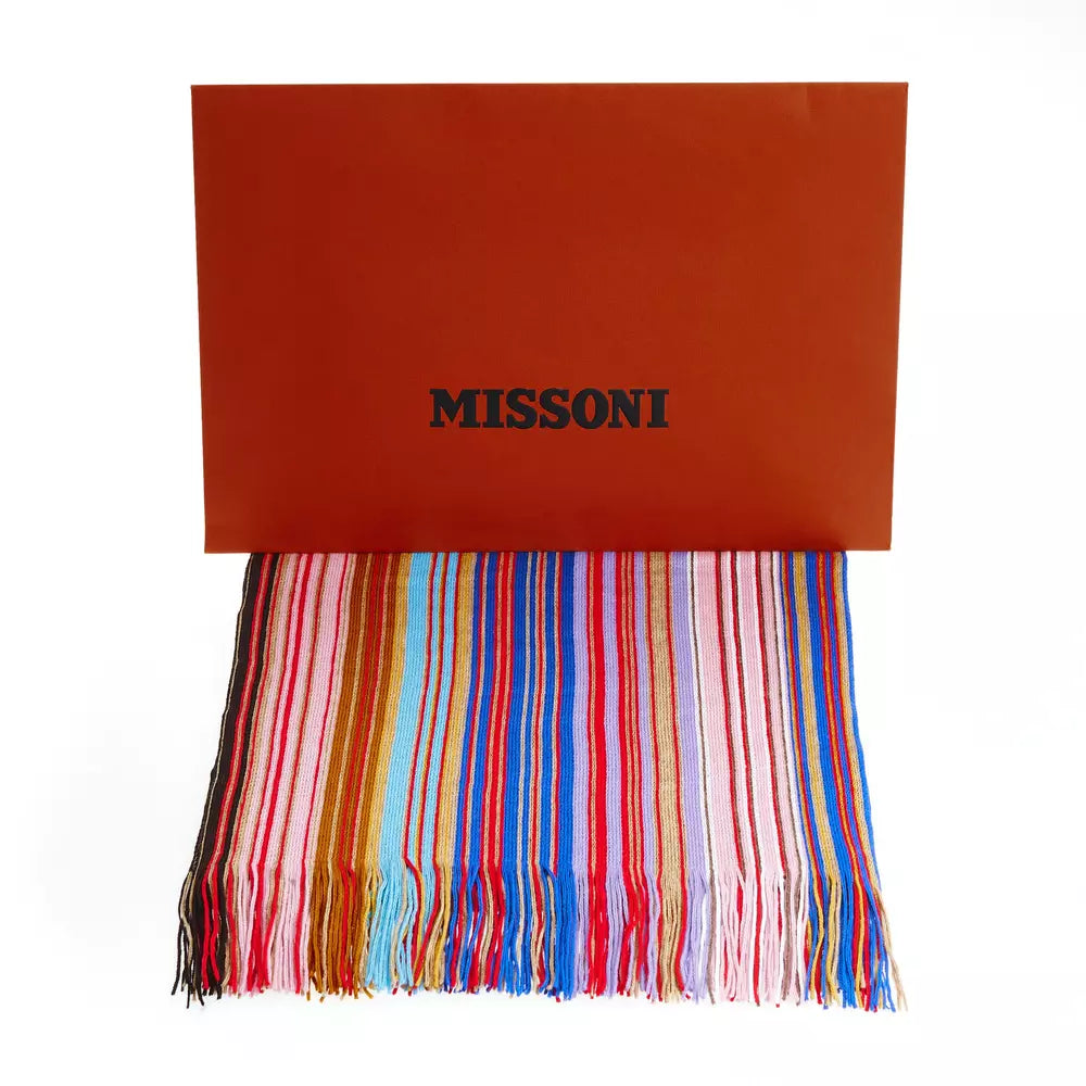 Missoni Geometric Pattern Fringed Scarf in Vivid Tones