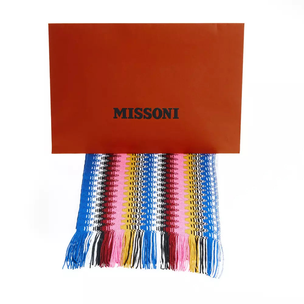 Missoni Geometric Patterned Fringe Scarf in Vibrant Hues