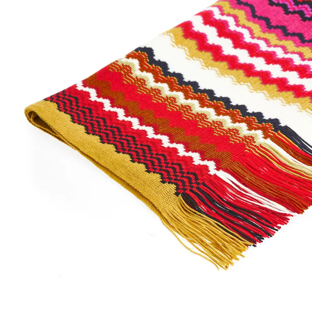 Missoni Geometric Patterned Fringed Scarf in Vibrant Hues