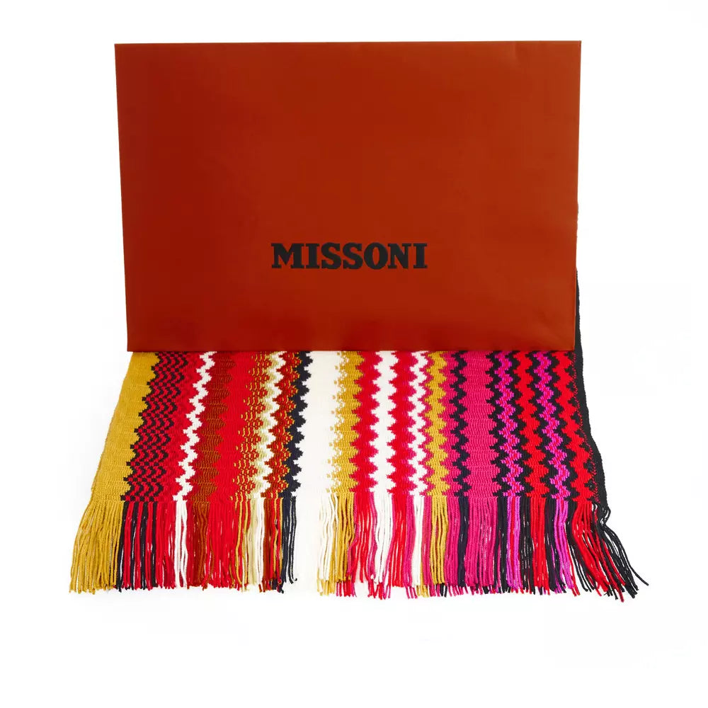 Missoni Geometric Patterned Fringed Scarf in Vibrant Hues