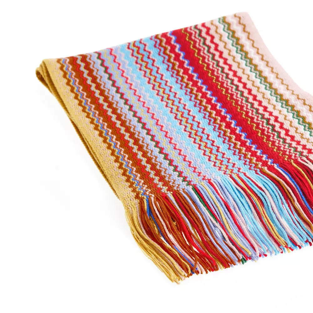 Missoni Geometric Pattern Fringed Scarf in Bright Hues