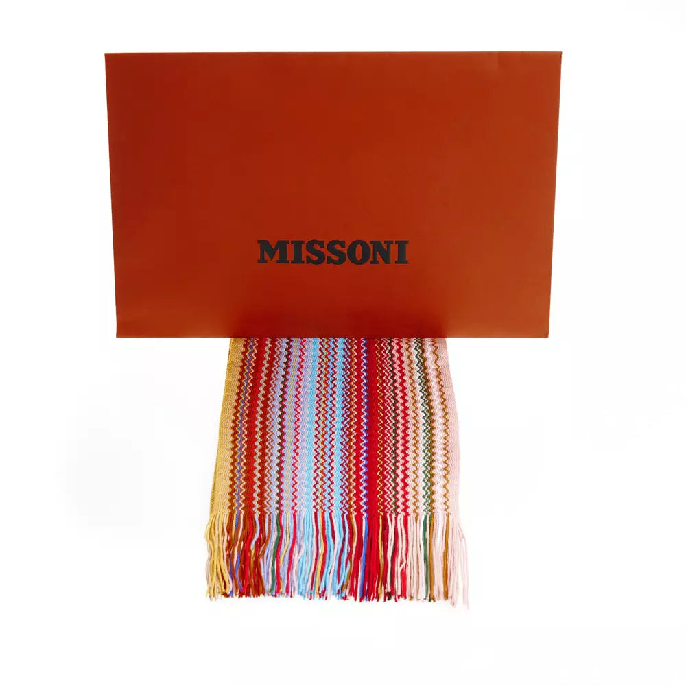 Missoni Geometric Pattern Fringed Scarf in Bright Hues