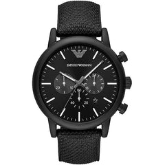 Emporio Armani Black Silicone and Steel Chronograph Watch