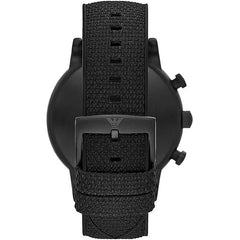 Emporio Armani Black Silicone and Steel Chronograph Watch