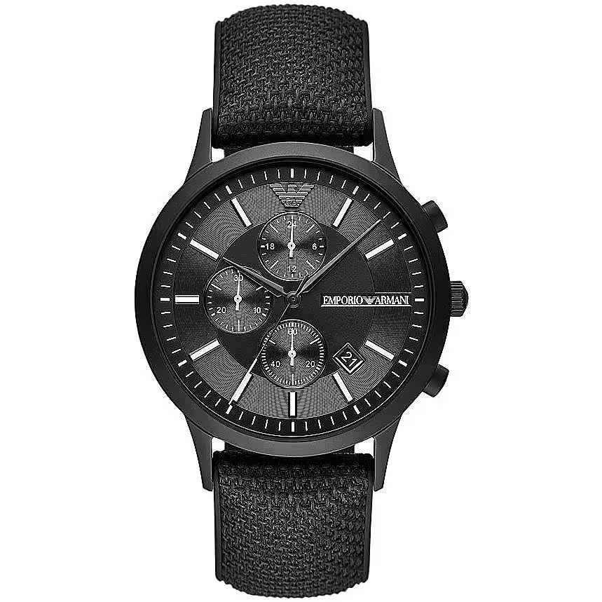 Emporio Armani Black Silicone and Steel Chronograph Watch