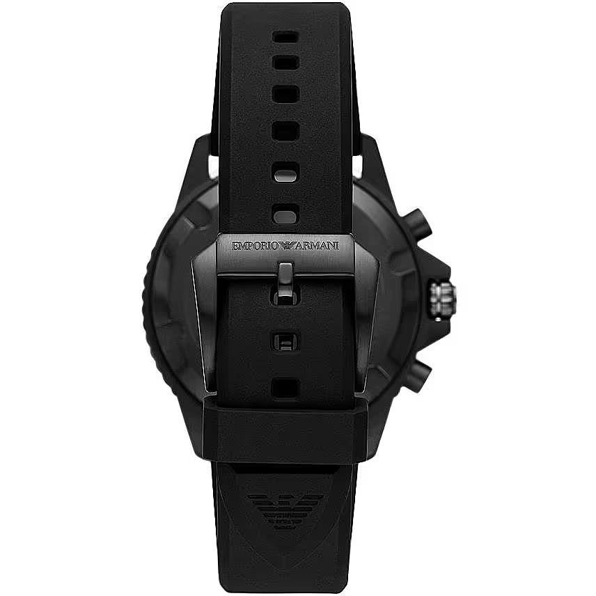 Emporio Armani Black Silicone and Steel Chronograph Watch