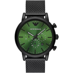 Emporio Armani Black and Green Steel Chronograph Watch