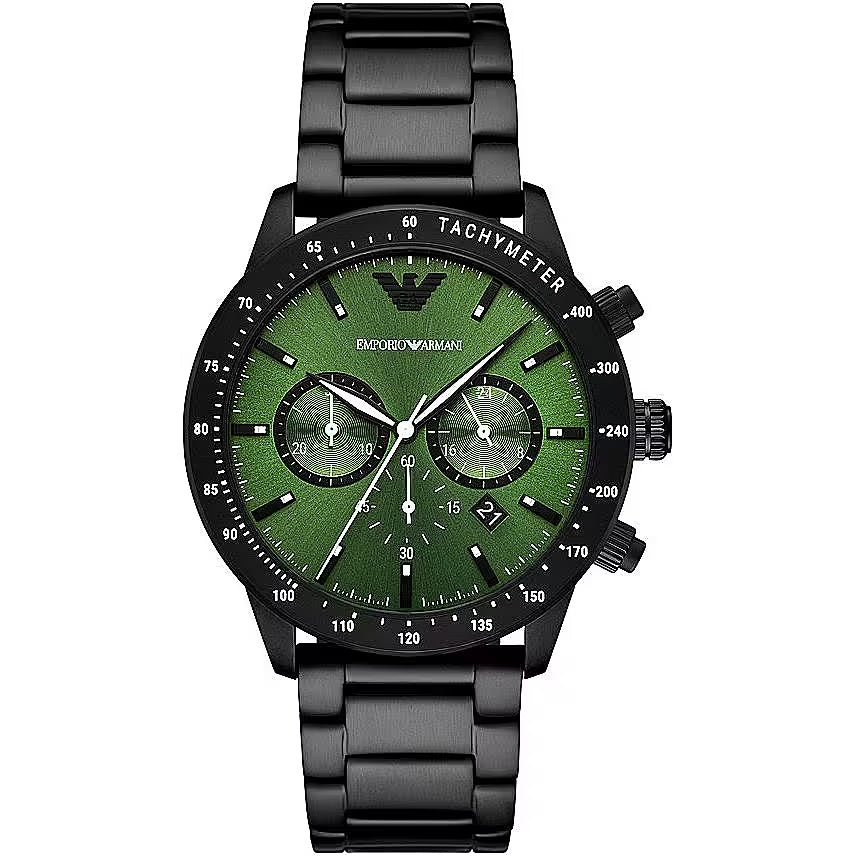 Emporio Armani Black Green Steel Chronograph Watch