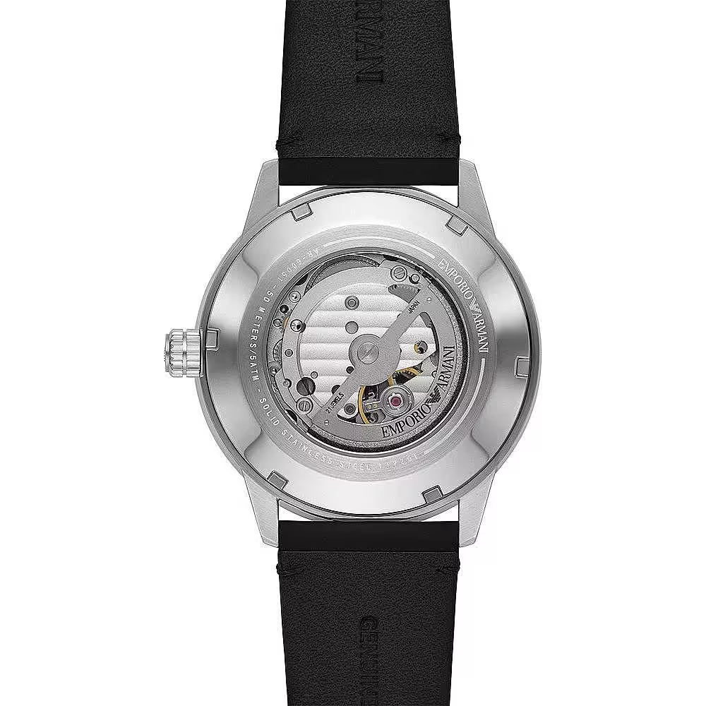 Emporio Armani Black Leather Automatic Watch