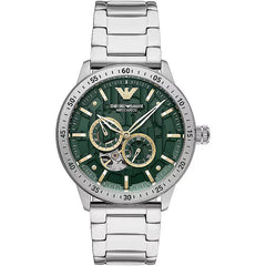 Emporio Armani Silver Green Steel Automatic Watch