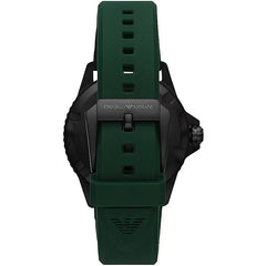 Emporio Armani Green Silicone and Steel Quartz Watch