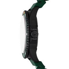 Emporio Armani Green Silicone and Steel Quartz Watch