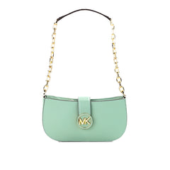 Michael Kors Carmen Small Sea Green Leather Pouchette Shoulder Crossbody Purse