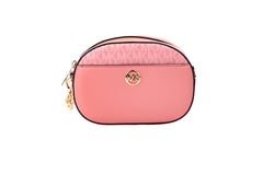 Michael Kors Jet Set Glam Tea Rose Leather Oval Crossbody Handbag Purse