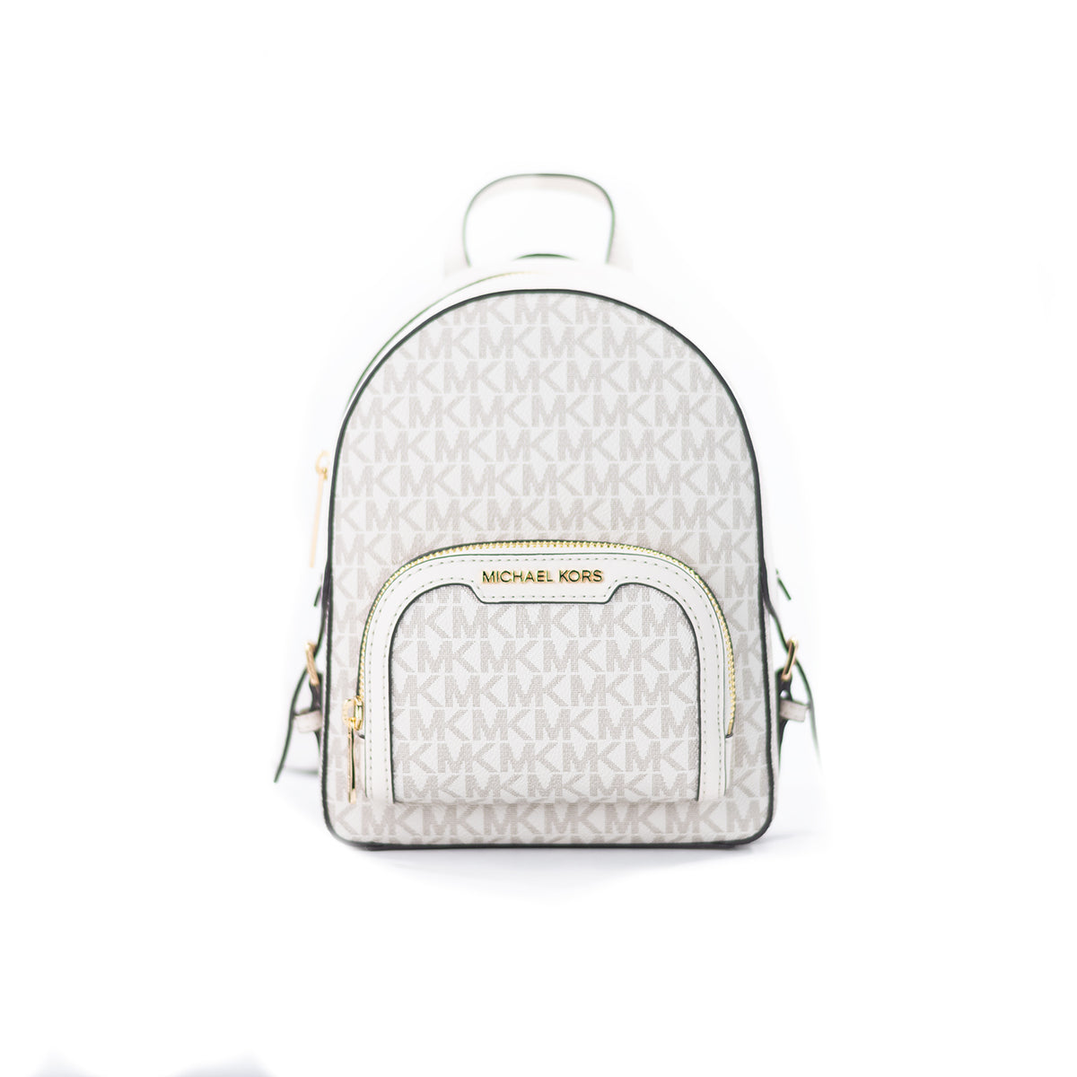 Michael Kors Jaycee Mini XS Light Cream PVC Zip Pocket Shoulder Backpack Bag